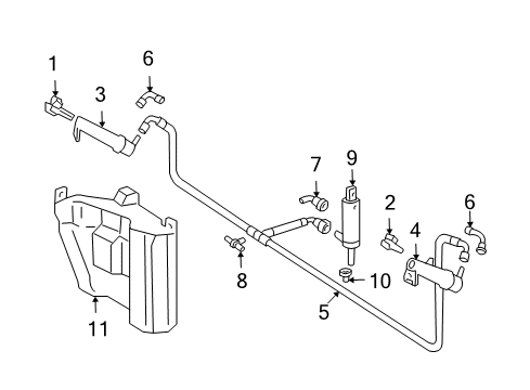 Washer Hose Connector Diagram for 211-860-16-92