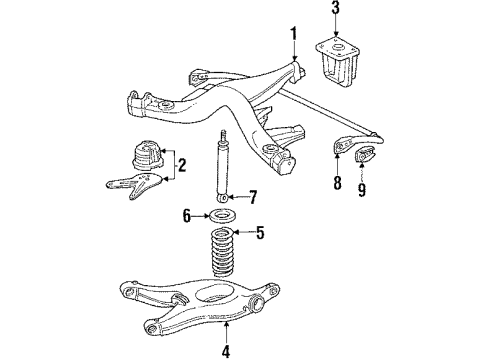 1987 Mercedes-Benz 560SL Rear Suspension, Control Arm Diagram 1