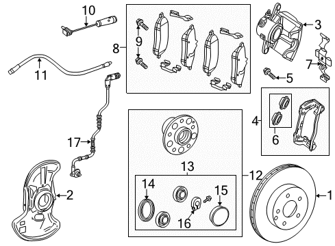 2018 Mercedes-Benz SLC300 Front Brakes Diagram