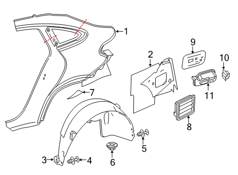 2016 Mercedes-Benz GLE450 AMG Quarter Panel & Components Diagram