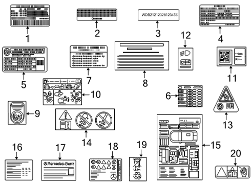 2023 Mercedes-Benz EQS 450 Information Labels Diagram