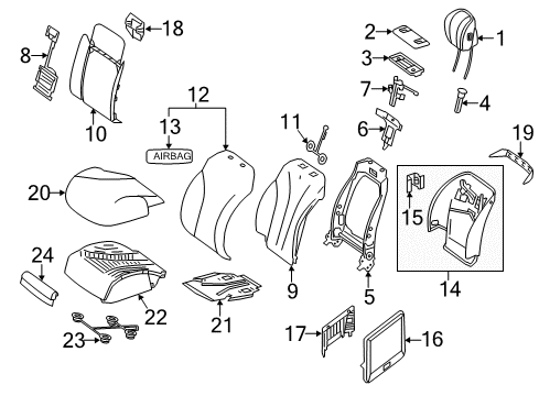 Seat Back Pad Diagram for 222-910-23-03