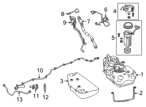 Tank Cover Diagram for 166-619-00-38