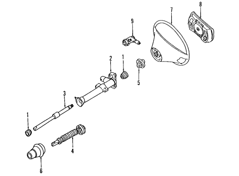 1984 Mercedes-Benz 190D Steering Column, Steering Wheel Diagram