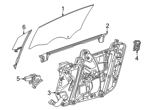 2022 Mercedes-Benz EQS 450+ Front Door Glass & Hardware Diagram 1