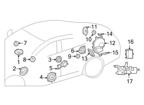 Door Speaker Bracket Diagram for 232-545-15-00