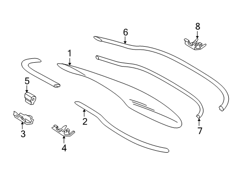 2000 Mercedes-Benz C280 Back Glass, Reveal Moldings Diagram