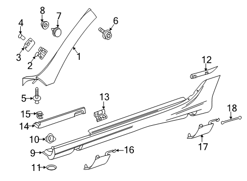 2015 Mercedes-Benz SLK350 Exterior Trim - Pillars, Rocker & Floor Diagram