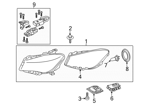 2015 Mercedes-Benz CLA250 Headlamps, Headlamp Washers/Wipers, Lighting Diagram 2