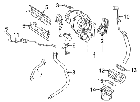 2023 Mercedes-Benz GLA45 AMG Turbocharger & Components Diagram