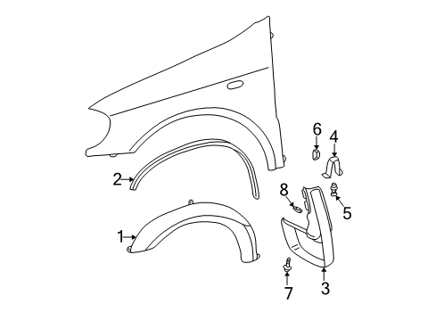 2004 Mercedes-Benz ML500 Exterior Trim - Fender Diagram