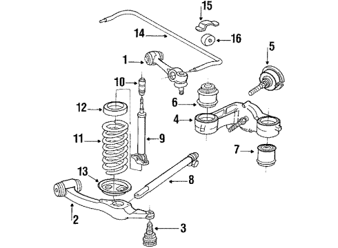 1988 Mercedes-Benz 420SEL Front Suspension, Control Arm, Stabilizer Bar Diagram 2