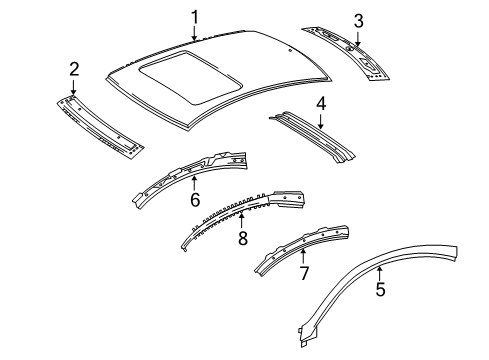 2010 Mercedes-Benz E550 Roof & Components Diagram 1