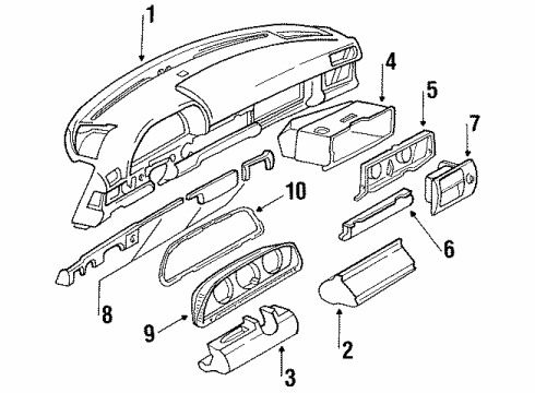 1991 Mercedes-Benz 350SD Instrument Panel, Body Diagram