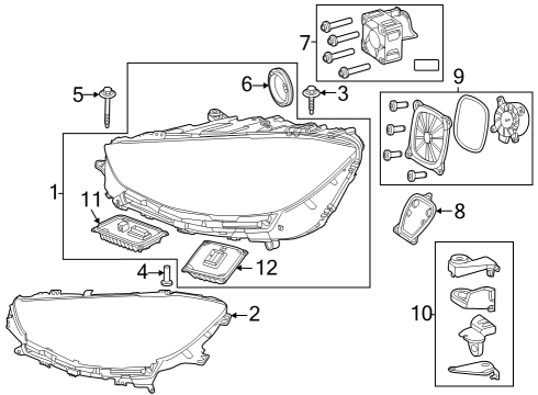 Headlamp Assembly Mount Bolt Diagram for 000-990-83-24