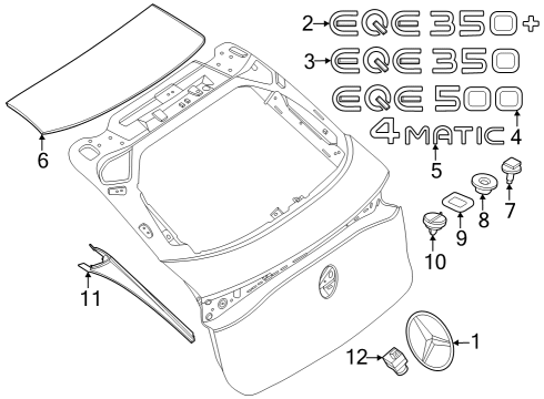 2023 Mercedes-Benz EQE 500 SUV Exterior Trim - Lift Gate Diagram