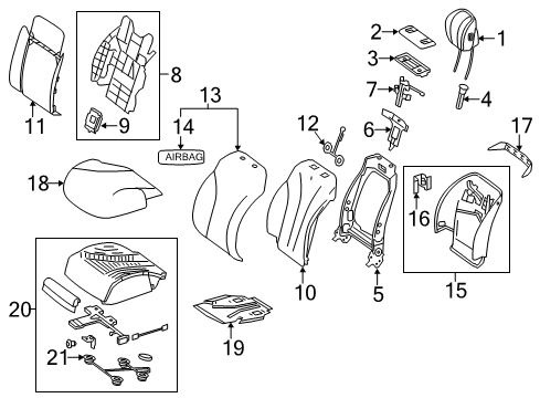 2016 Mercedes-Benz S550 Passenger Seat Components Diagram 3