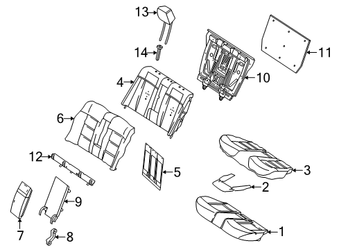 2015 Mercedes-Benz E63 AMG S Rear Seat Components Diagram 3