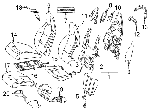 Seat Back Cover Diagram for 176-910-39-02-9J43