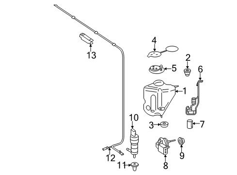 2013 Mercedes-Benz S400 Washer Components, Body Diagram 2