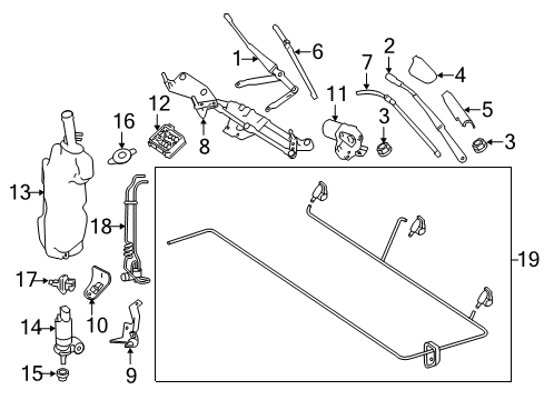 Wiper Linkage Bracket Diagram for 251-824-00-14