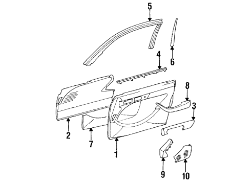 Front Door Trim Diagram for 126-720-09-62-7095