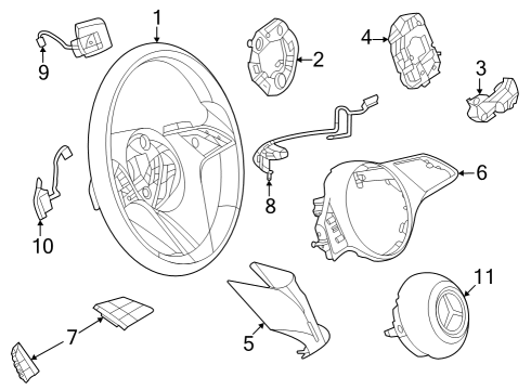 2023 Mercedes-Benz EQE 500 Steering Wheel & Trim Diagram 3