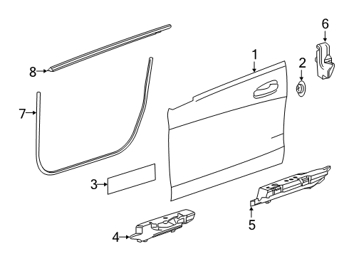 2014 Mercedes-Benz CLA45 AMG Front Door & Components, Exterior Trim, Trim Diagram