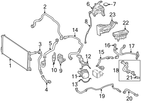 2023 Mercedes-Benz EQE 350 Radiator & Components Diagram 1