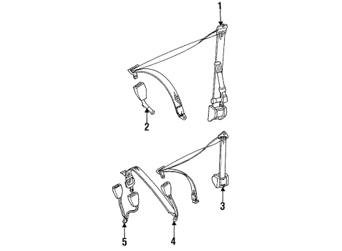 1991 Mercedes-Benz 190E Front Seat Belts, Rear Seat Belts Diagram