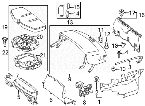 Trunk Side Trim Diagram for 172-690-24-00-9F08