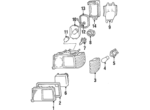 1988 Mercedes-Benz 300E Headlamps, Electrical Diagram