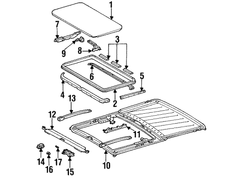 1991 Mercedes-Benz 350SD Sunroof, Body Diagram 1