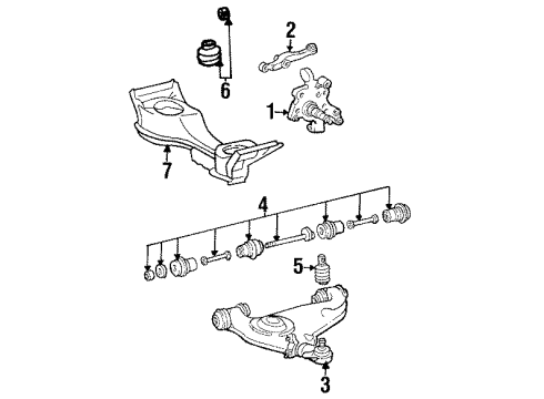 1996 Mercedes-Benz SL500 Front Suspension, Control Arm, Stabilizer Bar Diagram 1