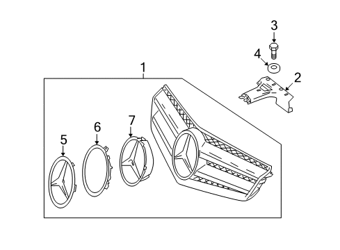 Grille Assembly Bracket Diagram for 207-888-01-90