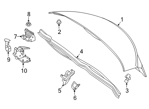 2022 Mercedes-Benz C43 AMG Trunk Lid & Components Diagram 1