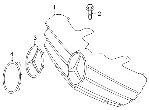 2008 Mercedes-Benz CL600 Grille & Components Diagram