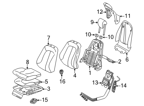 Seat Back Cover Diagram for 215-910-38-47-9D15