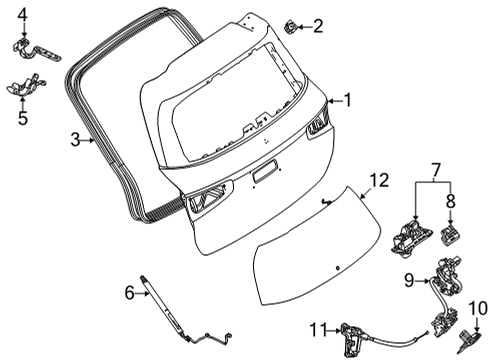 Lift Gate Glass Diagram for 167-740-18-00