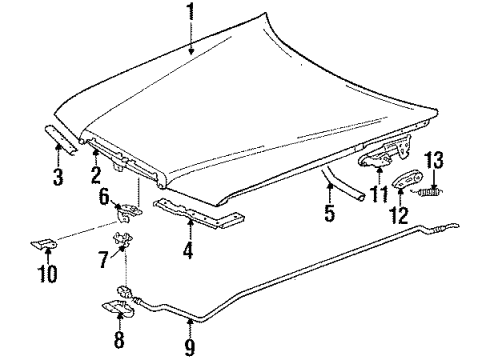 1993 Mercedes-Benz 300CE Hood & Components, Body Diagram