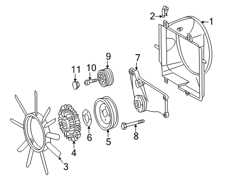 1996 Mercedes-Benz E320 Cooling System, Radiator, Water Pump, Cooling Fan Diagram 1