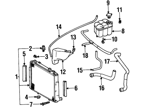 Radiator Hose Diagram for 140-501-33-82