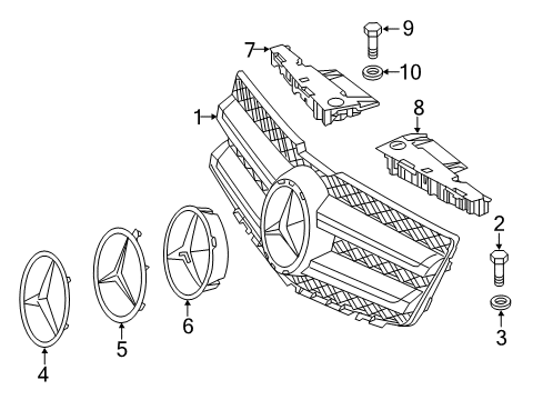 2014 Mercedes-Benz GLK350 Grille & Components Diagram