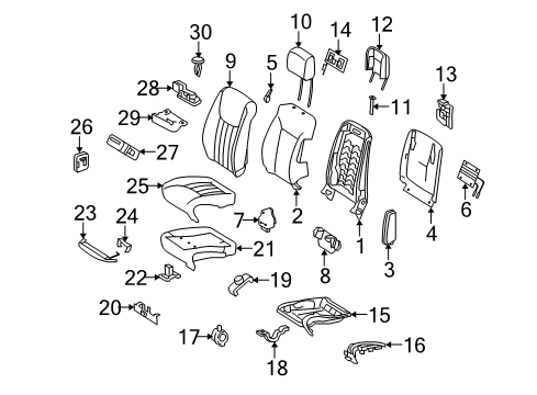 2010 Mercedes-Benz ML550 Front Seat Components Diagram