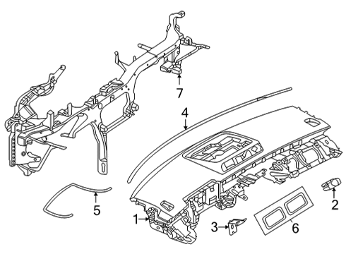 Instrument Panel Bracket Diagram for 223-680-09-07