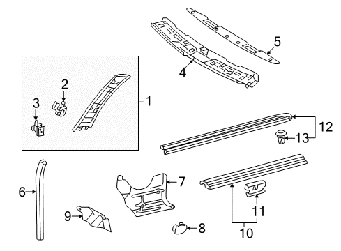 Windshield Pillar Trim Diagram for 208-690-21-25-8G70