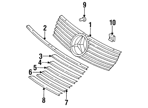 1992 Mercedes-Benz 300SL Grille & Components Diagram