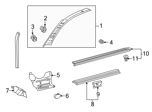 2002 Mercedes-Benz CLK430 Interior Trim - Pillars, Rocker & Floor Diagram 2