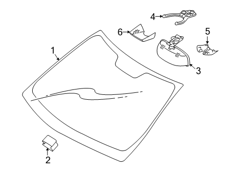 2006 Mercedes-Benz CLS500 Windshield Glass Diagram