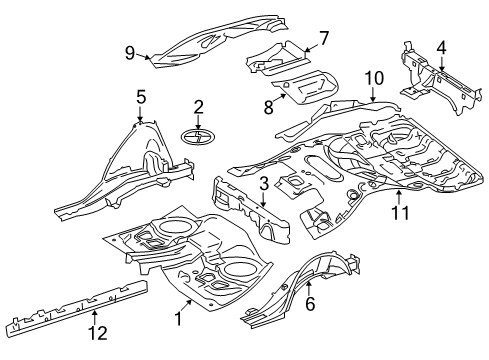 2009 Mercedes-Benz ML550 Floor & Rails, Exterior Trim, Body Diagram